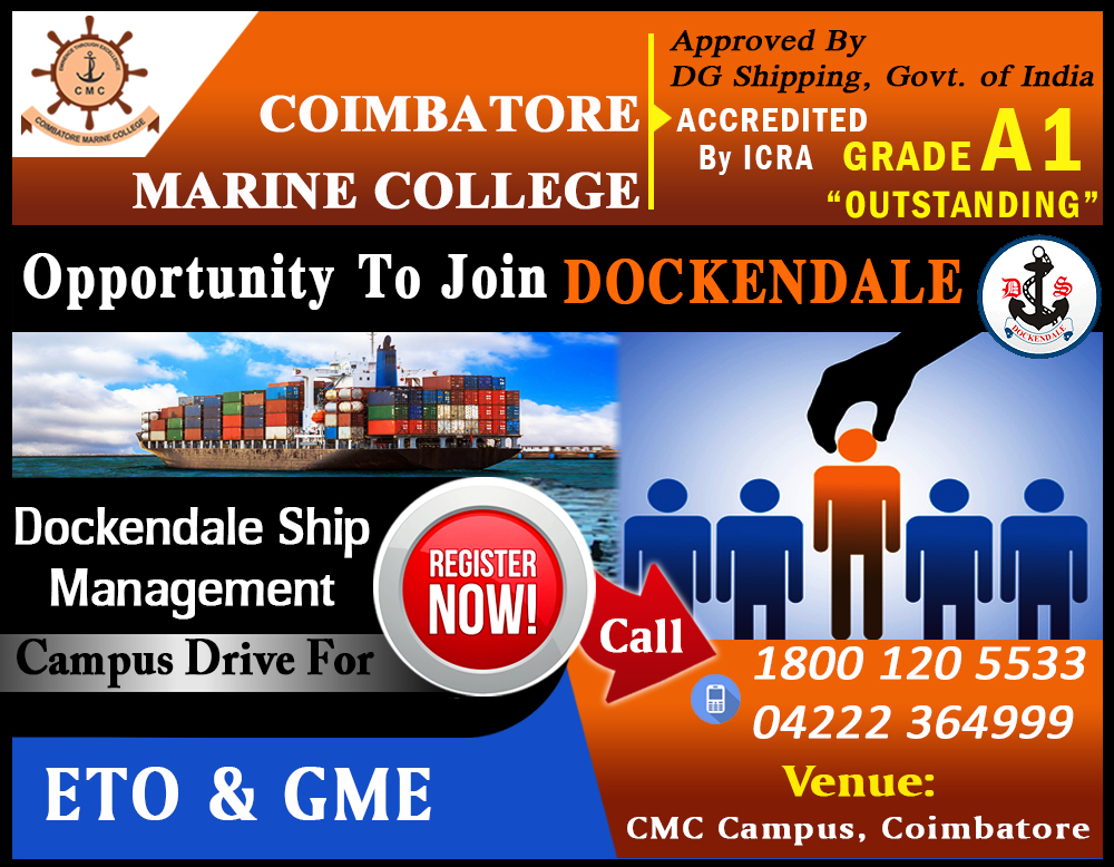 Dockendale Ship Management_Campus Drive for ETO, GME @ Coimbatore Marine College